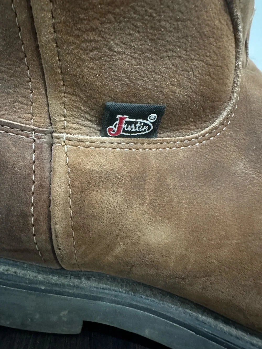 Justin Boots Tan Suede Western Work Boots SZ 9.5
